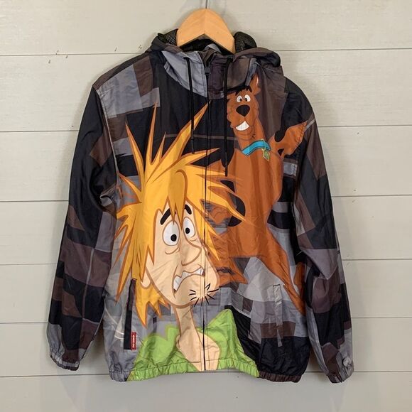 Scooby-Doo Mens Graphic Hoodie raincoat Black zip up size large members only - Picture 2 of 14
